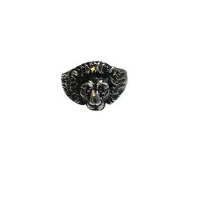 Vintage Sterling Silver Lion Head Ring Ruby Eyes SZ 9 Atlantic Jewelry Co